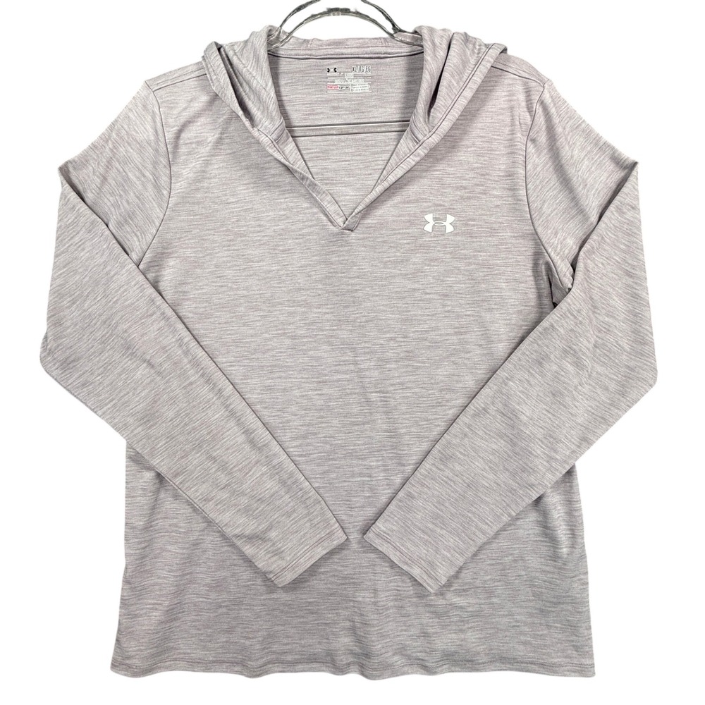 Under Armour HeatGear Mens XL Loose Fit Long Sleeve Hoodie‎ Heathered Grey Shirt